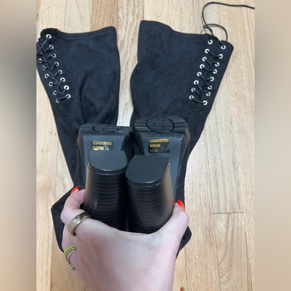 Womens Black Over the Knee Faux Suede Boots 8/9 NWOT - Picture 5 of 9